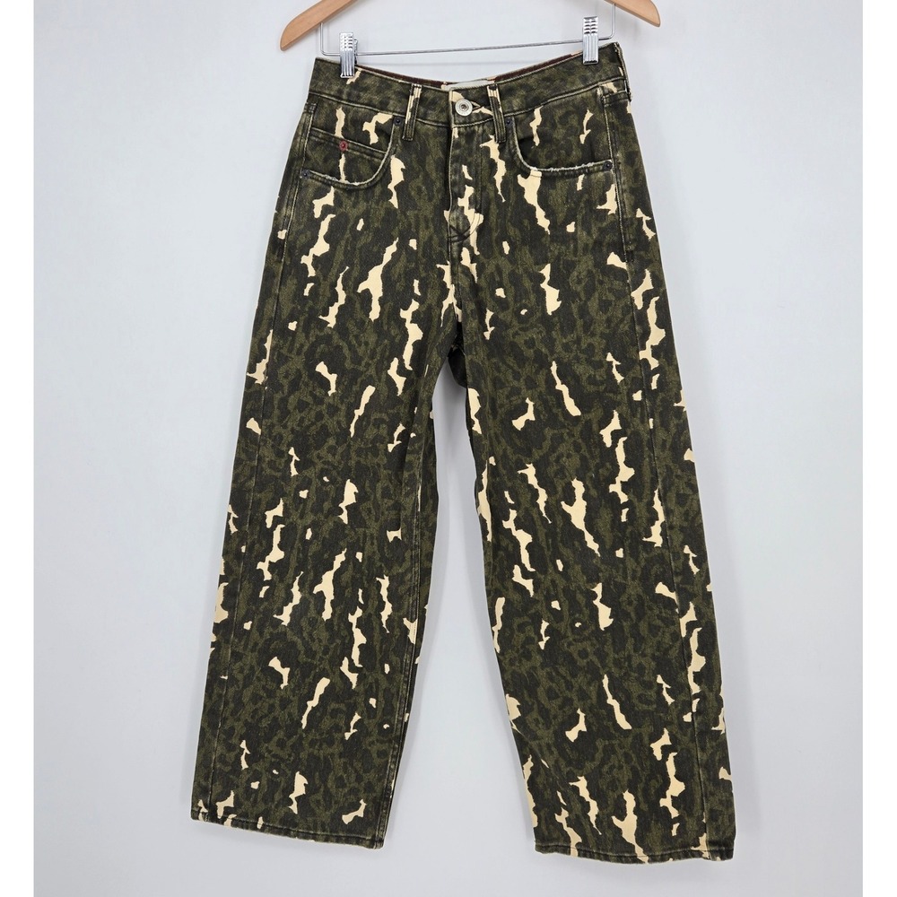 BDG Olive Green and Cream Camo Wide Leg Jeans